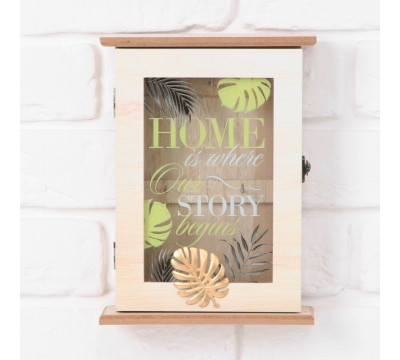 Ключница с дверкой "Home is where our story begins", 5,5 х 18 х 24 см