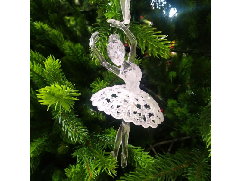 Елочная игрушка Балерина, белая, 14х7х6 см, пластик, 51230-1