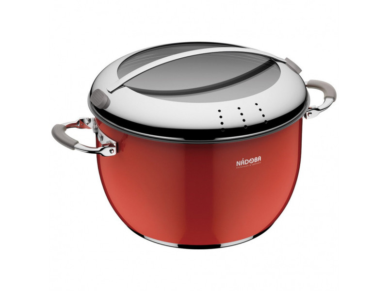 Кастрюля NADOBA со стеклянной крышкой, красная, 24 см/5,5 л - 727211
