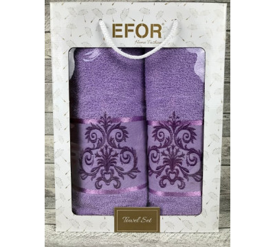 Набор полотенец махровых (2 шт) Efor Ornament (50x90, 70x140) лиловый