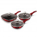 Сковороды со стеклянной крышкой набор 3 шт Berlinger Haus Burgundy Metallic Line (6 рп)