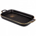 Блюдо фарфоровое Bronco Midnight Gold  28х14,5х3 см черное с ручками
