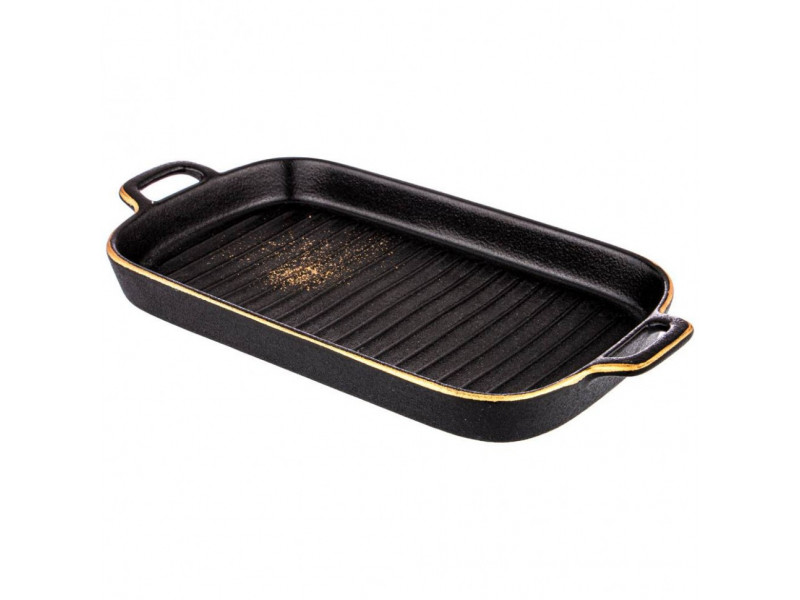 Блюдо фарфоровое Bronco Midnight Gold  28х14,5х3 см черное с ручками
