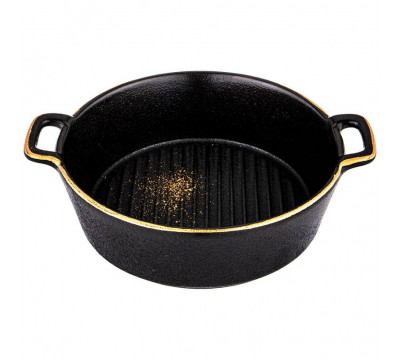 Салатник Bronco Midnight Gold фарфоровый 20х5 см черный с ручками