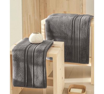 Полотенце махровое банное (сауна) KARNA VIANA ZERO TWIST темно-серое, микрокоттон (70x140) 3721