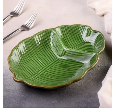 Менажница Доляна «Лист», 2 секции, 24,7x18x3,8 см - 5397962