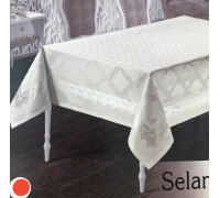 Скатерть белая на стол Efor Selan 160*220 полиэстер, жаккардовая