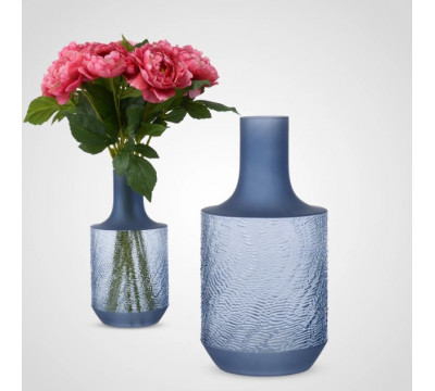 Стеклянная ваза для цветов Decogallery 36х19 см Синяя E751P