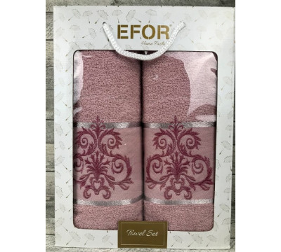 Набор полотенец махровых (2 шт) Efor Ornament (50x90, 70x140) пудровый