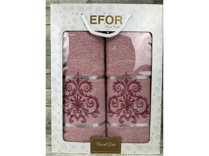 Набор полотенец махровых (2 шт) Efor Ornament (50x90, 70x140) пудровый
