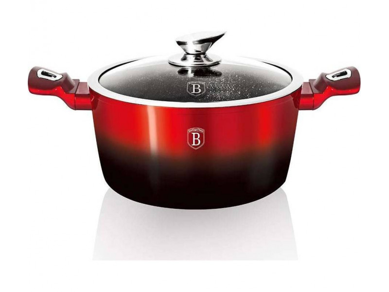 Кастрюля со стеклянной крышкой 4,1 л Berlinger Haus Black Burgundy Metallic Line красно-черная