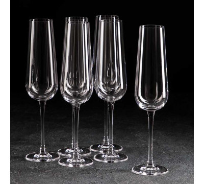 Бокалы для шампанского Bohemia Crystal Ardea 220 мл , набор 6 шт 5231348