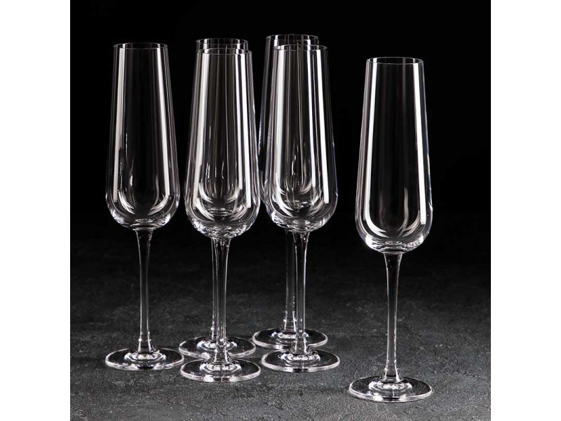 Бокалы для шампанского Bohemia Crystal Ardea 220 мл , набор 6 шт 5231348