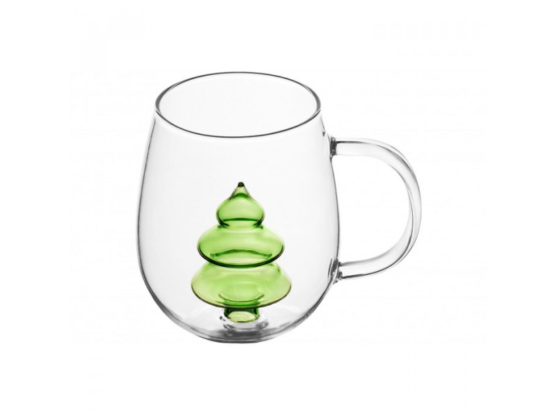 Кружка чайная Elan Gallery Crystal glass - Елочка 12,5*9*11 см 450 мл, боросиликатное стекло 360162