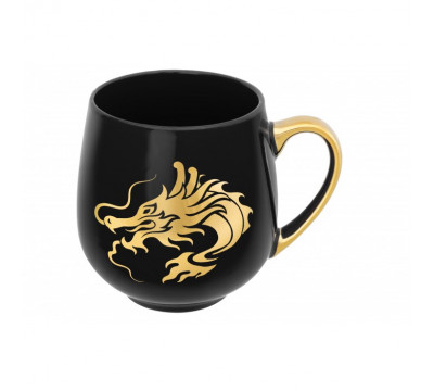 Кружка чайная Elan Gallery Золотой дракон на черном NEW BONE CHINA 530 мл, 13,5*10,5*10,7 см фарфор 880183 