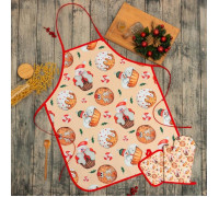Кух.набор 3 пр.ДолянаChristmasприх.17*17см вареж.26*16см фарт.60*80 см,100% п/э - 6924530
