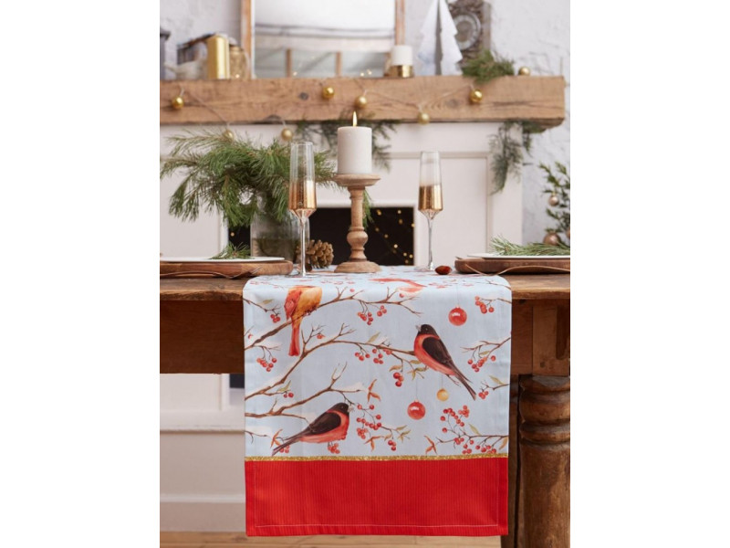 Дорожка на стол Winter birds 40*147 см, 100% хл, саржа 190гр/м2 - 5135205